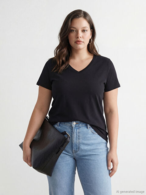 LCW EVERYDAY V Yaka Kadın Tişört - S6CD37Z8-CVL