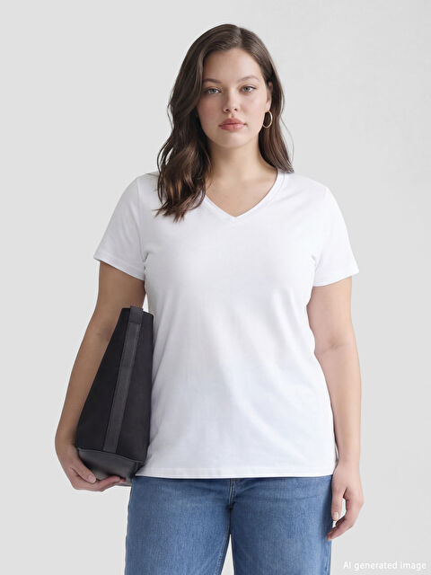 LCW EVERYDAY V Yaka Kadın Tişört