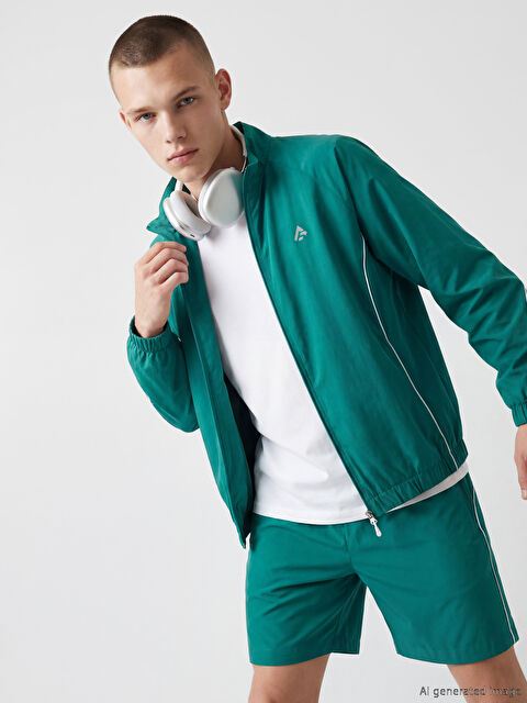 XSIDE ACTIVE Dik Yaka Baskılı Erkek Fermuarlı Sweatshirt