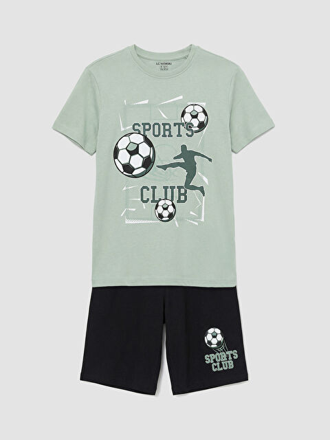 LCW Kids Boys' Crew Neck Printed Short Pajama Set - S6CD74Z4-FKS