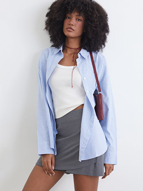 XSIDE Striped Oversized Oxford Women's Shirt - S6CD78Z8-LEN
