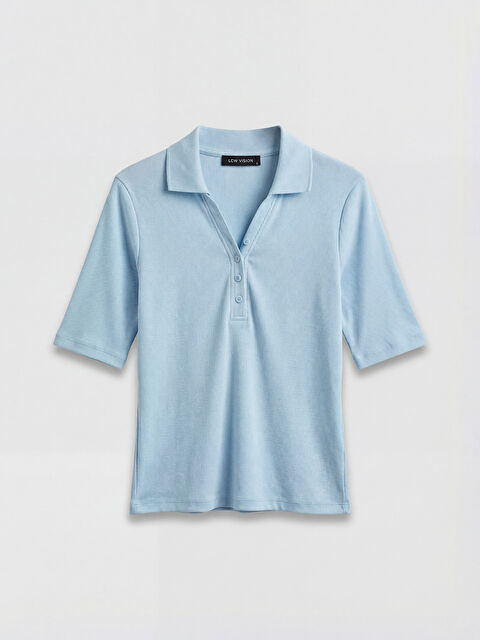 LCW Vision Polo Collar Women's Ribbed T-Shirt