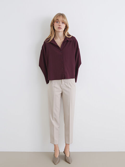 LCW Vision Плисиран панталон с висока талия и стеснен крачол за жени - S6CE11Z8-DRR