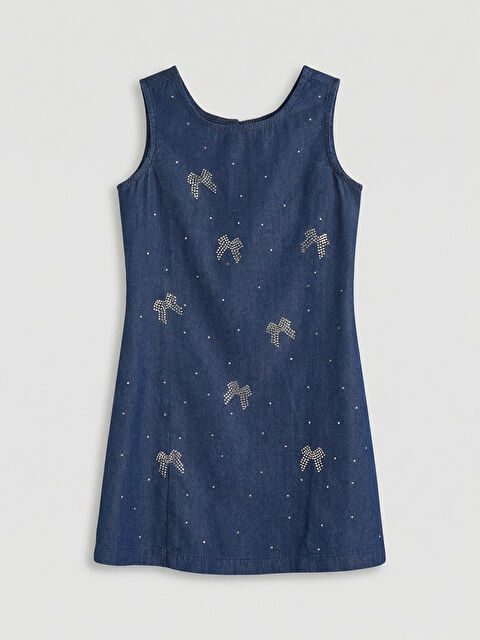 LCW Kids Crew Neck Stone Embellished Girls' Dress - S6CE61Z4-V2T