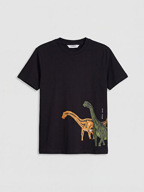 LC WAIKIKI Bisiklet Yaka Dinozor Baskılı Erkek Çocuk Tişört - S6CE69Z4-CVL
