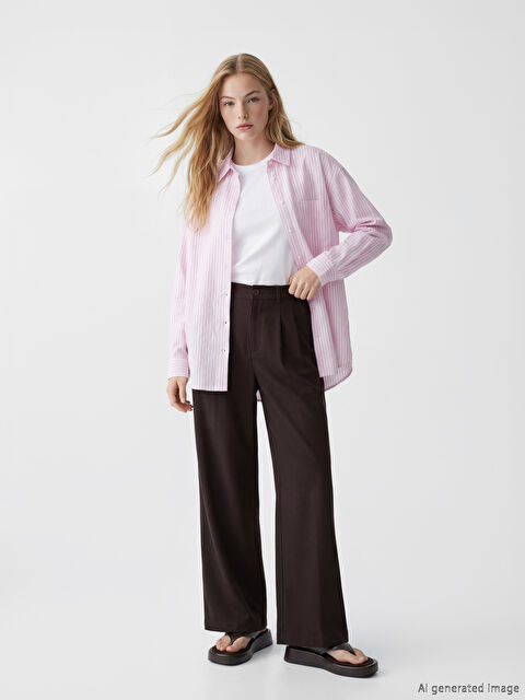 XSIDE Loose Fit Women's Pleated Fabric Trousers