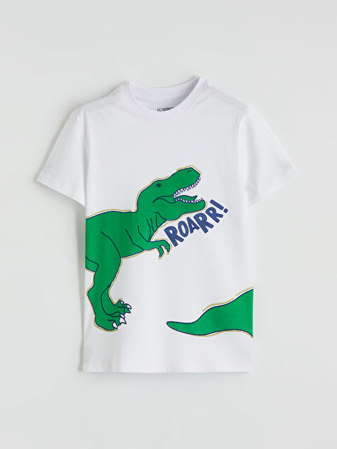LC WAIKIKI Bisiklet Yaka Dinozor Baskılı Erkek Çocuk Tişört - S6CE88Z4-J5E