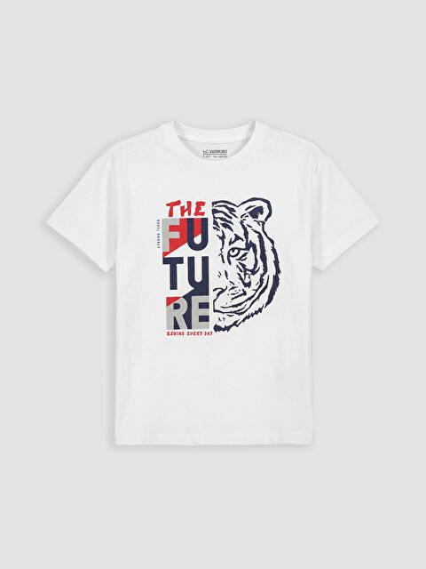 LC WAIKIKI Bisiklet Yaka Baskılı Erkek Çocuk Tişört