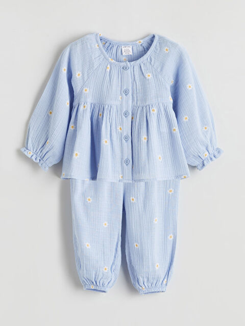 LCW baby Çiçekli Kız Bebek Gömlek ve Pantolon - S6CG00Z1-LQQ