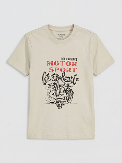 LC WAIKIKI Bisiklet Yaka Baskılı Erkek Çocuk Tişört