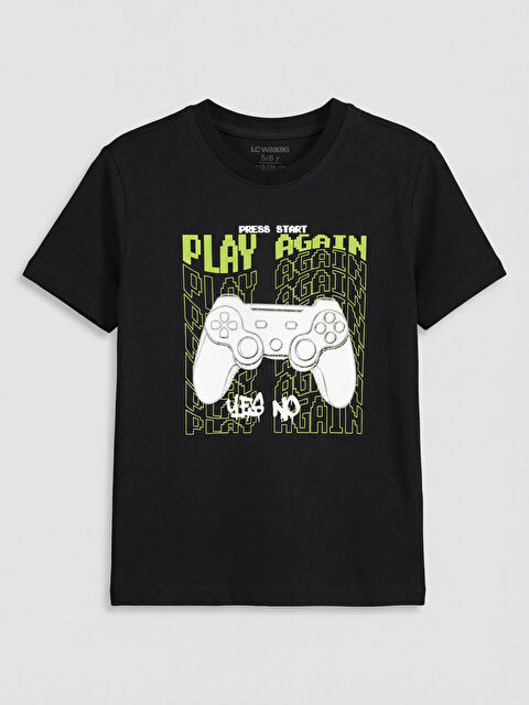 LC WAIKIKI Bisiklet Yaka Baskılı Erkek Çocuk Tişört