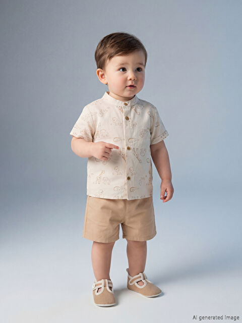 LCW baby Hayvan Desenli Erkek Bebek Gömlek ve Şort - S6CH00Z1-LFC