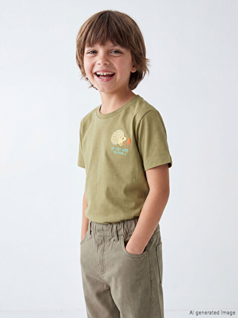 LC WAIKIKI Bisiklet Yaka Baskılı Erkek Çocuk Tişört