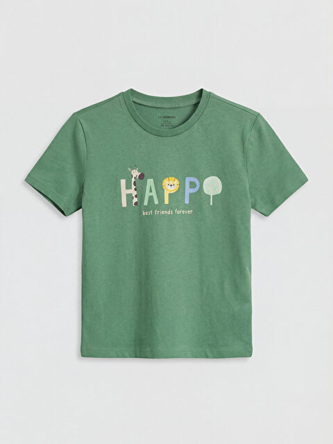 LC WAIKIKI Bisiklet Yaka Baskılı Erkek Çocuk Tişört