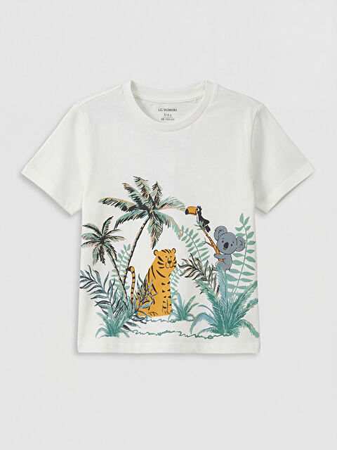 LC WAIKIKI Bisiklet Yaka Baskılı Erkek Çocuk Tişört