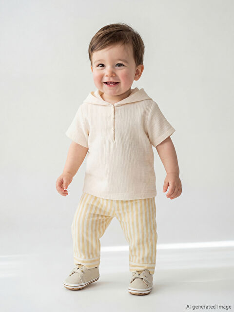 LCW baby Çizgili Erkek Bebek Müslin Takım