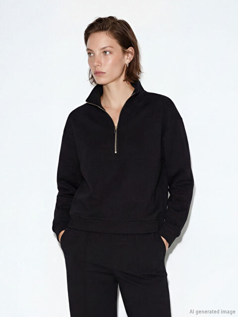 LCW Vision Dik Yaka Soft Touch Kadın Sweatshirt - S6CI25Z8-CVL