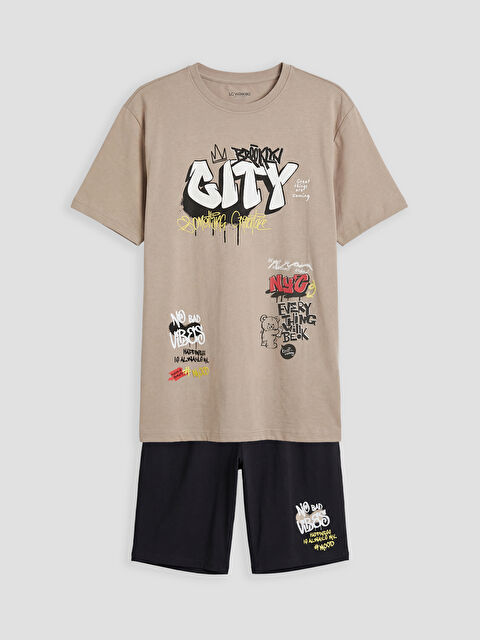 LCW Kids طقم بيجامة قصيرة مطبوع للأولاد