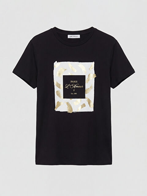 LCW EVERYDAY Bisiklet Yaka Paris Baskılı Kadın Tişört - S6CJ76Z8-CVL