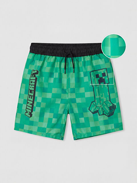 LCW Kids Minecraft Baskılı Erkek Çocuk Deniz Şortu