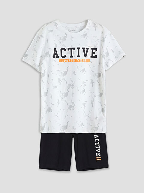 LCW Kids Bisiklet Yaka Erkek Çocuk Şortlu Pijama Takımı - S6CL24Z4-LU7