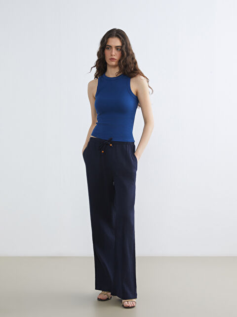 LCW Vision Textured Women's Trousers with Elastic Waistband - S6CL92Z8-VZX
