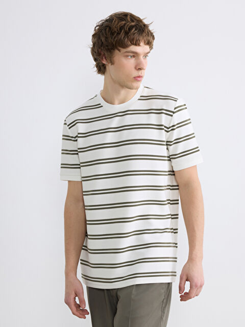 XSIDE Bisiklet Yaka Çizgili Erkek Tişört - S6CM32Z8-LGE