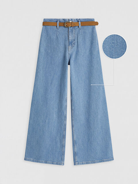 LCW Jeans Beli Kemerli Wideleg Kadın Jean Pantolon