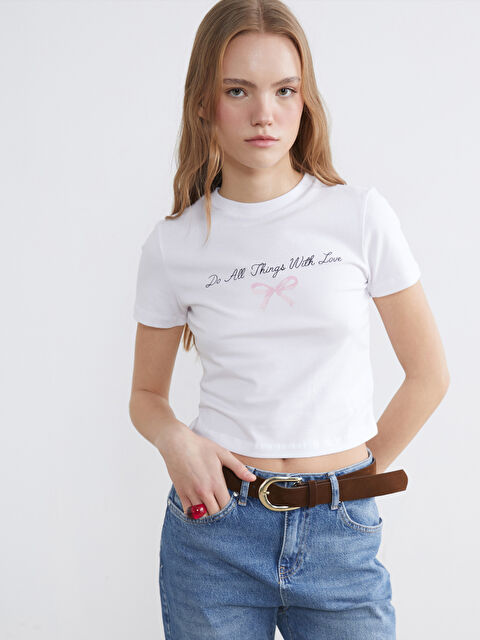 XSIDE تيشيرت حريمي مطبوع برقبة دائرية - S6CN45Z8-Q6K