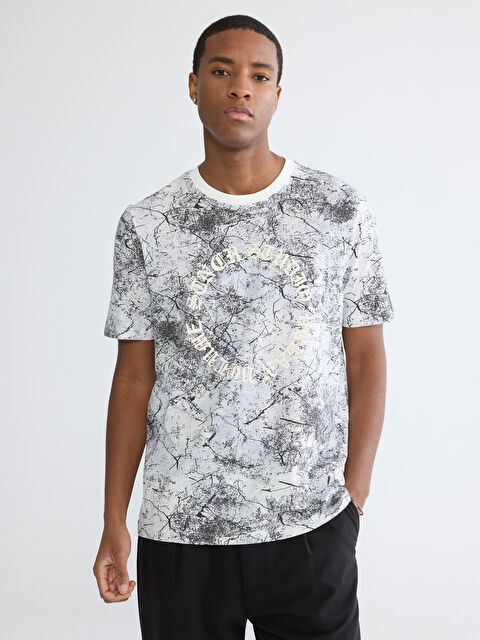 XSIDE Bisiklet Yaka Desenli Erkek Tişört - S6CO24Z8-R9J