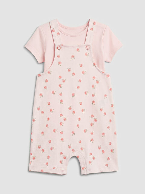 LCW baby Baskılı Kız Bebek Salopet ve Tişört - S6CO35Z1-LT4