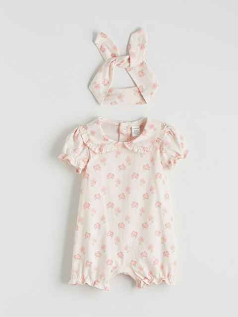 LCW baby Çiçekli Kız Bebek Tulum ve Saç Bandı - S6CO38Z1-LT4