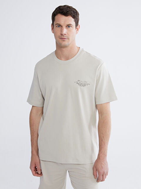 LCWAIKIKI Classic Мъжка тениска от интерлок с кръгло деколте и щампа