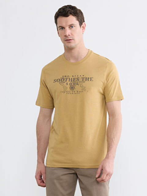 LCWAIKIKI Classic Bisiklet Yaka Baskılı Penye Erkek Tişört - S6CO71Z8-YFR