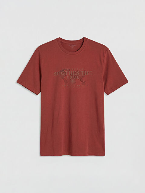 LCWAIKIKI Classic Bisiklet Yaka Baskılı Penye Erkek Tişört