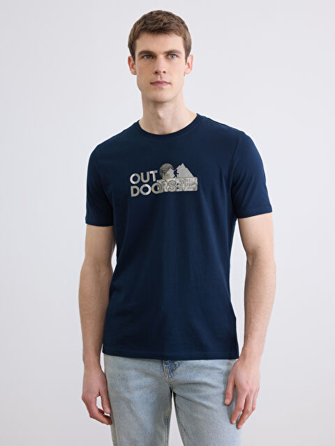 LCWAIKIKI Classic Bisiklet Yaka Baskılı Erkek Tişört - S6CO82Z8-DWP