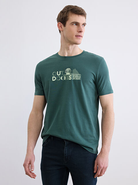 LCWAIKIKI Classic Bisiklet Yaka Baskılı Erkek Tişört - S6CO82Z8-SXM