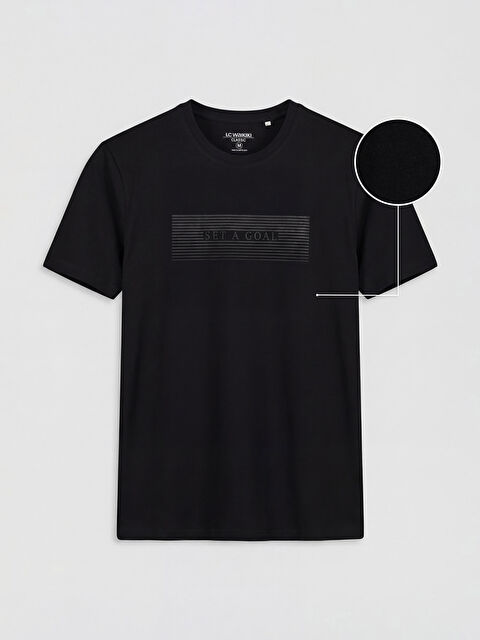 LCWAIKIKI Classic Bisiklet Yaka Baskılı Penye Erkek Tişört