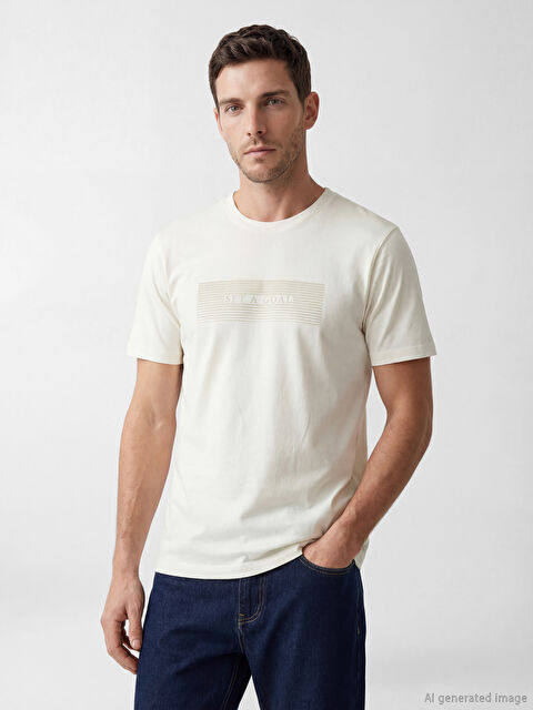 LCWAIKIKI Classic Tricou Jerseu Imprimat cu Guler Rotund pentru Bărbați