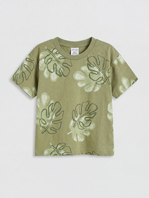 LCW baby Yaprak Desenli Bisiklet Yaka Erkek Bebek Tişört