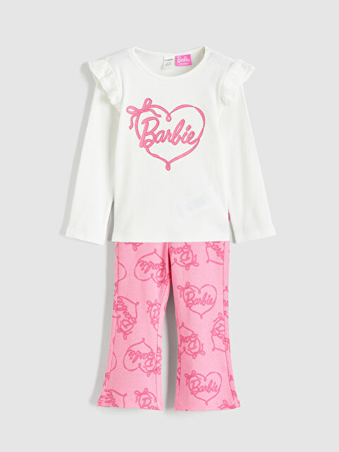 LCW Kids Barbie Print T-Shirt and Leggings Set for Girls - S6CQ59Z1-R9J
