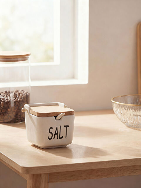 LCW HOME Ceramic Storage Jar with Wooden Lid - S6CQ75Z8-F9C