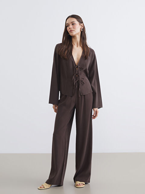 LCW Vision Women's Wide-Leg Trousers with Elastic Waist - S6CQ93Z8-D2N