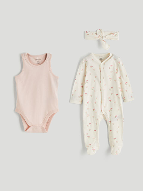 LCW baby Kız Bebek Baskılı 3'lü Takım - S6CR40Z1-LRA