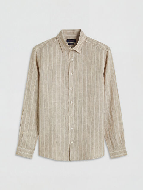 SOUTHBLUE Regular Fit Çizgili %100 Keten Erkek Gömlek