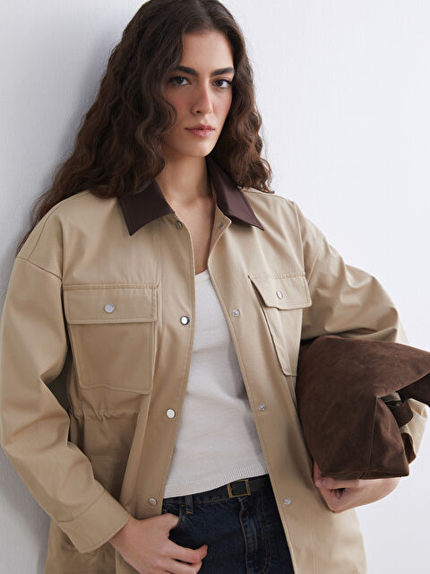 LCW Vision Kontrast Yaka Kadın Mont - S6CU18Z8-DXZ