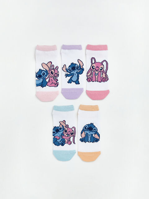LCW Kids Girls' Stitch and Angel Patterned Ankle Socks 5-Pack - S6CU94Z4-JYX