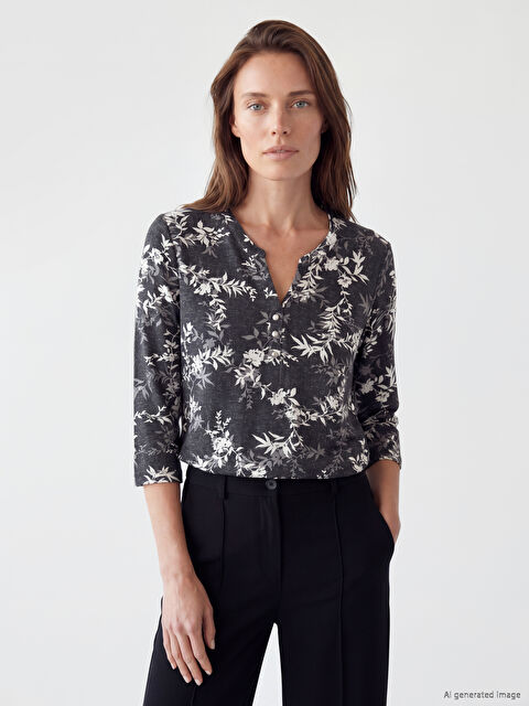 LCW Grace Kaçık Yaka Çiçekli Bluz
