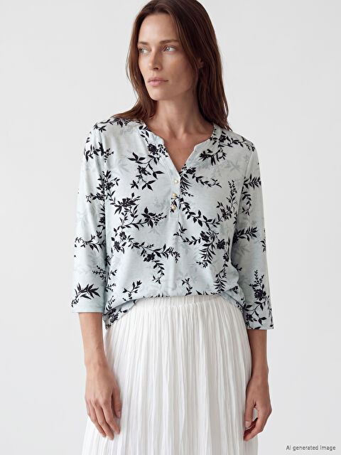 LCW Grace Kaçık Yaka Çiçekli Bluz