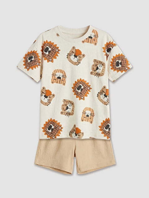 LCW baby Baby Boy Printed T-Shirt and Shorts Set - S6CV46Z1-LRB